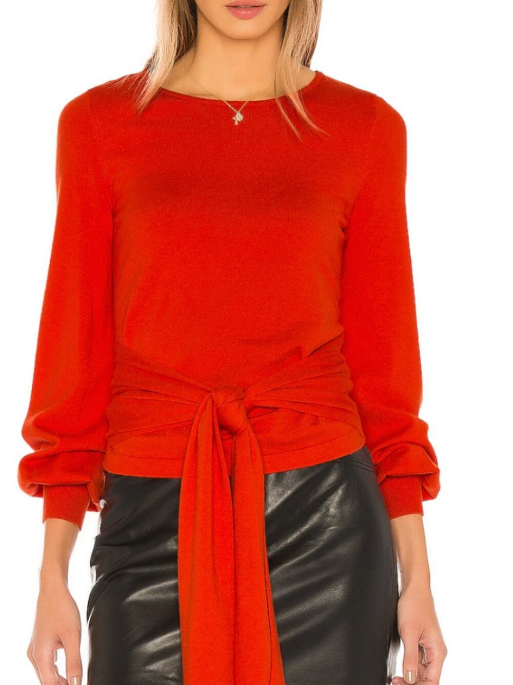 House of Harlow X Revolve Amora Sweater Red Tie Front Balloon - Size XL